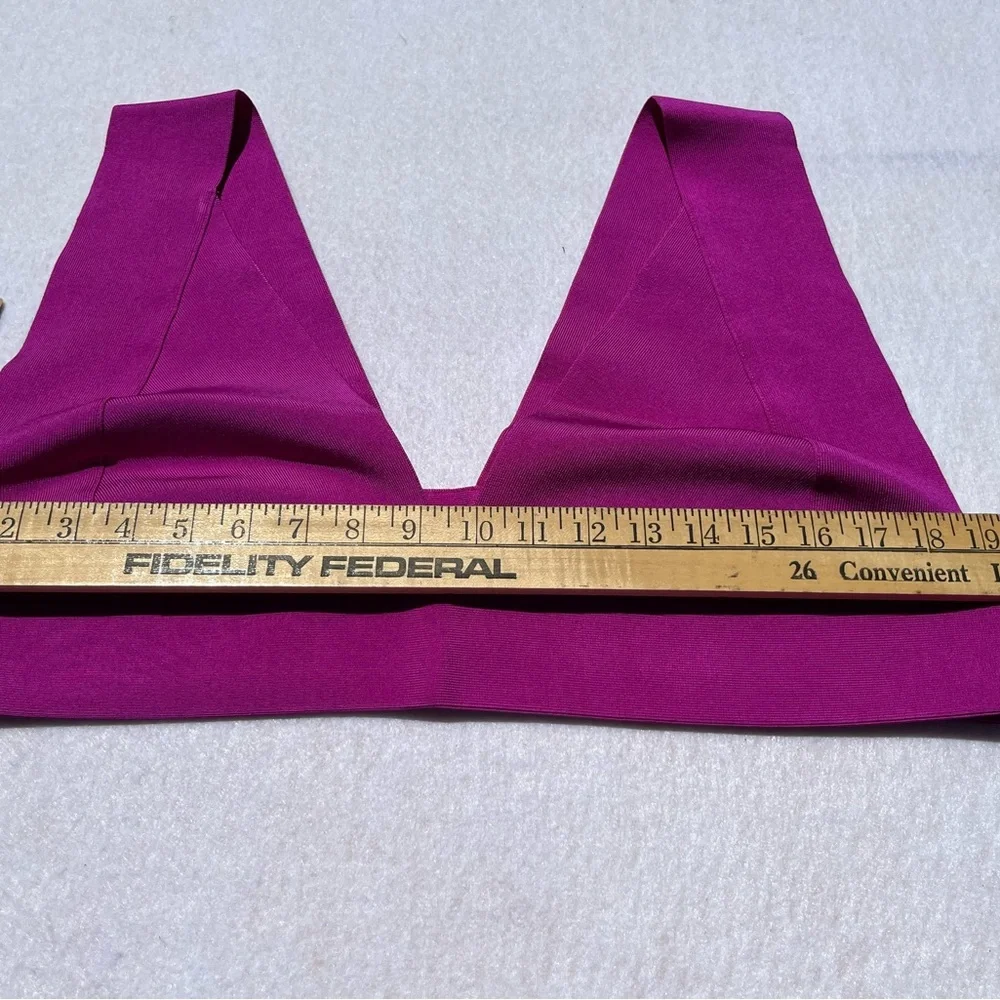SKIMS Knit Swim Plunge Bikini Top Color: lollipop magenta Size: 4X New with tags